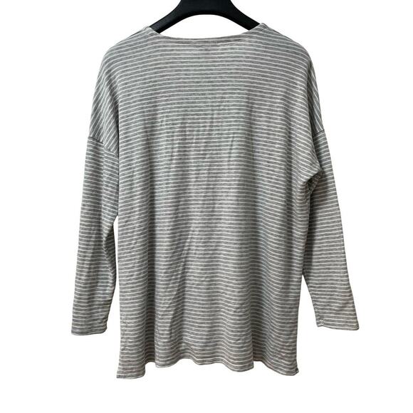 Eileen Fisher Soft Terry Pullover Stripe Long Sleeve Top Size S Gray Casual - Picture 2 of 7